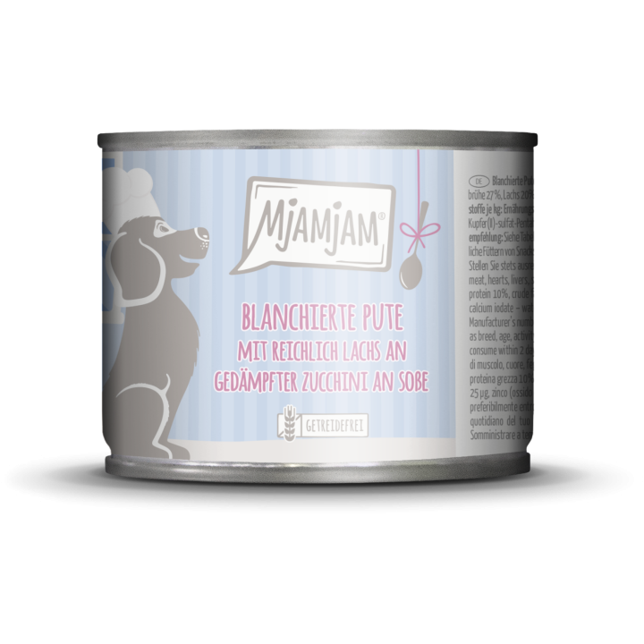 Mjamjam Soßenschmaus Pute, Lachs und Zucchini - 185 g