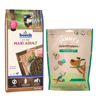 Kombi-Paket: 15 kg bosch HPC Trockenfutter + 3 x 350 g Sammy's Gelenkhappen - Maxi Adult 15 kg + Sammy's Gelenkhappen 3 x 350