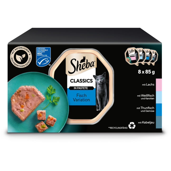 Sheba Classics in Pastete Fisch Variation 8x85g - 680 g