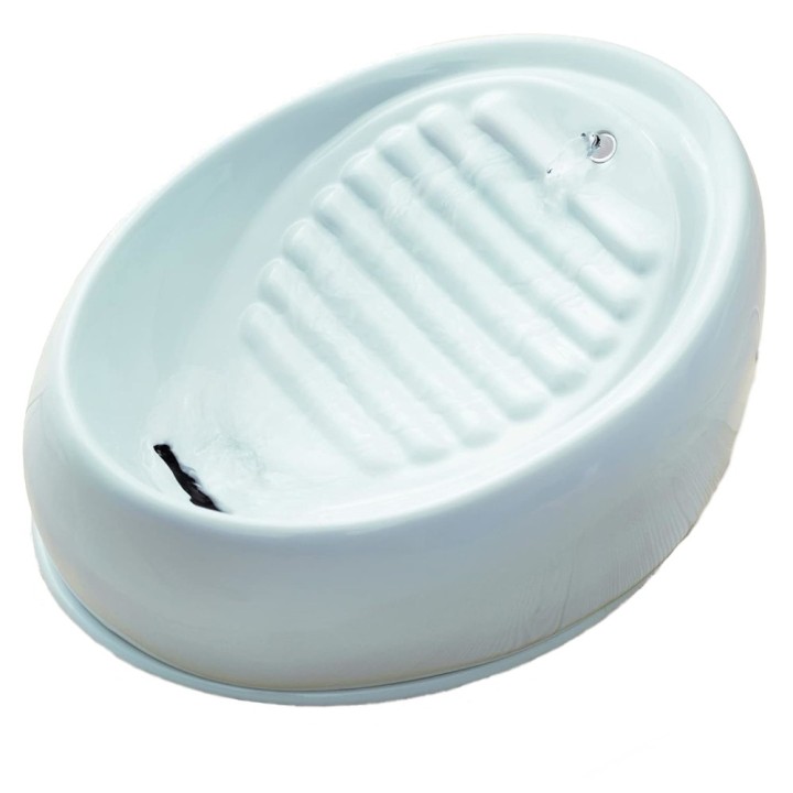 Lucky-Kitty Katzenbrunnen Keramik - Trinkbrunnen 1,5 Liter, pastellblau