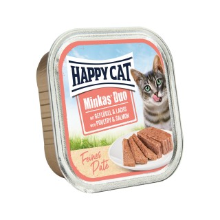 Happy Cat Minkas Duo Paté - Geflügel und Lachs - 16 x 100 g