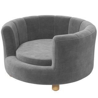 PawHut Hundesofa Waschbares Haustiersofa mit Rückenlehne und Holzbeinen für kleine Hunde bis 45 kg in Grau   Aosom.de