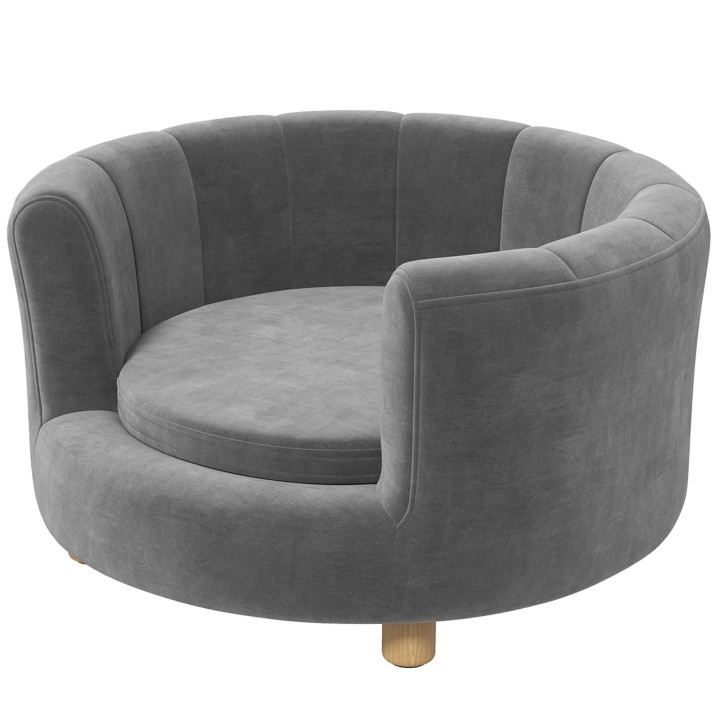 PawHut Hundesofa Waschbares Haustiersofa mit Rückenlehne und Holzbeinen für kleine Hunde bis 45 kg in Grau   Aosom.de