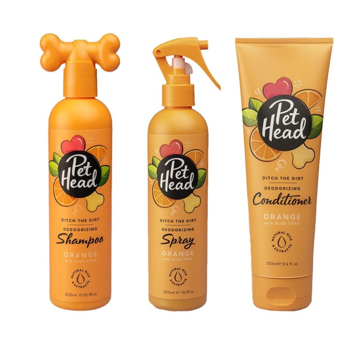 Pet Head Ditch The Dirt - 3-teiliges Pflegeset (Shampoo, Conditioner, Spray)