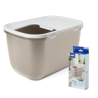 Savic Katzentoilette Hop In Giant - Starterset: Toilette mocca/weiß + 6 Bag it up
