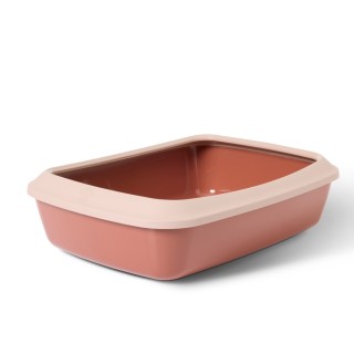 Savic Katzentoilette Iriz mit Rand - 50 cm - champagner rosa / toskana rot