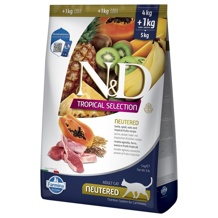 N&D Cat Tropical Selection Neutered mit Lamm - 5 kg (4 + 1 kg)