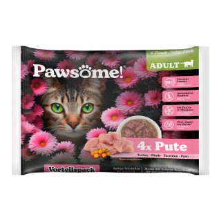 Pawsome Adult Cat 4 x 85 g - Pute