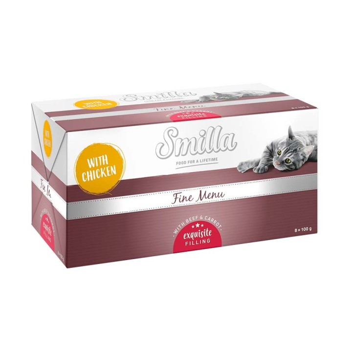 Smilla Schale Fine Menu 8 x 100 g - Erlesene Füllung Huhn Rindfleisch Karotte