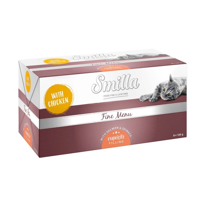 Smilla Schale Fine Menu 8 x 100 g - Erlesene Füllung Huhn Lachs Spinat