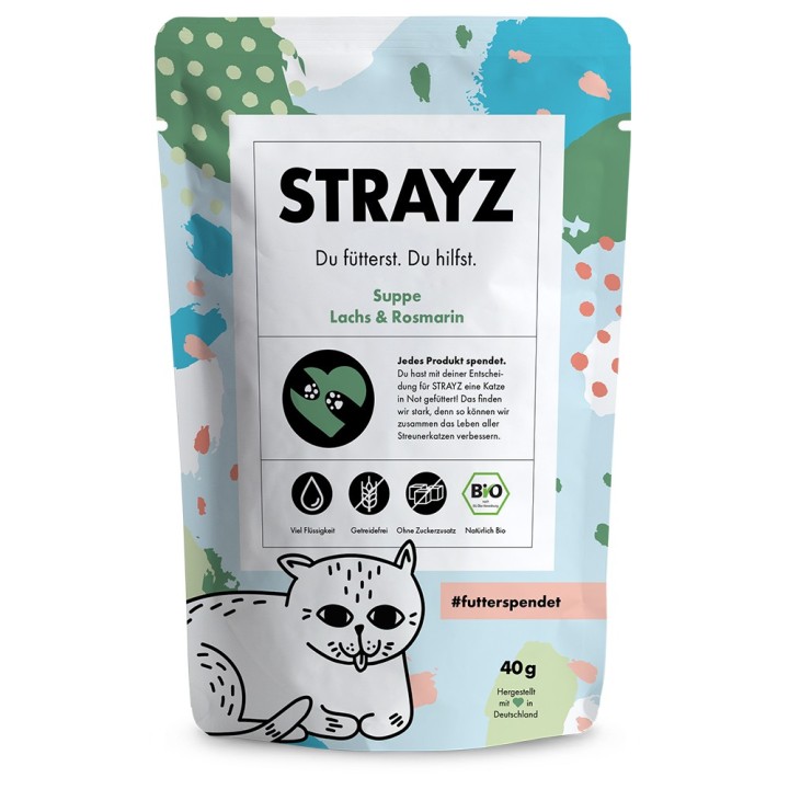 STRAYZ BIO Suppe 14 x 40 g - Bio-Lachs & Bio-Rosmarin