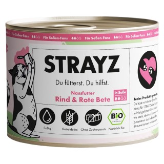 STRAYZ BIO Katze 6 x 200 g - Bio-Rind & Bio-Rote Bete in Soße