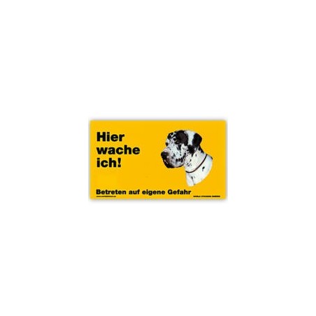 Warnschild "Hier wache ich!" Größe 17 x 10 cm, gelb