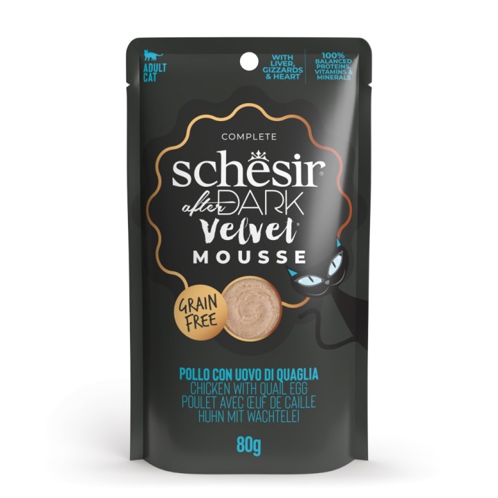 Schesir After Dark Velvet Mousse 12 x 80 g - Huhn mit Wachtelei