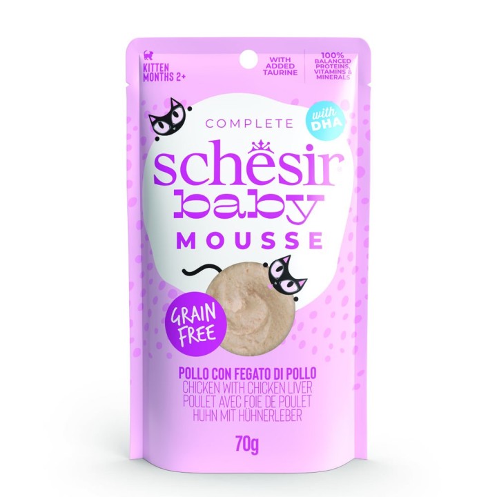 Schesir Baby Mousse 12 x 70 g - Huhn mit Hühnerleber