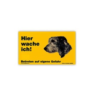 Warnschild "Hier wache ich!" Größe 17 x 10 cm, gelb