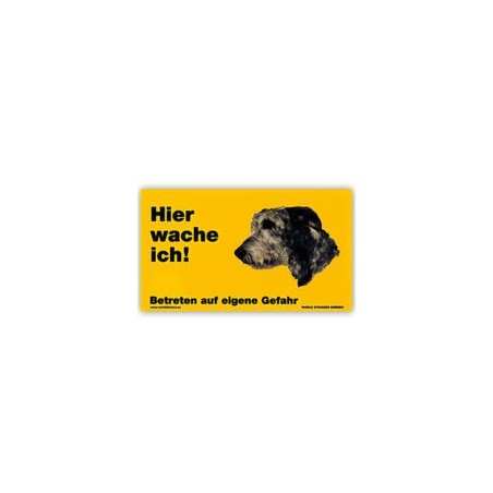Warnschild "Hier wache ich!" Größe 17 x 10 cm, gelb