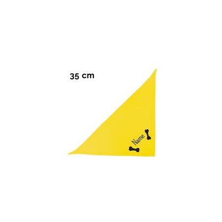 Schecker - Besticktes Halstuch 2 Knochen + Name [35cm - Gelb]