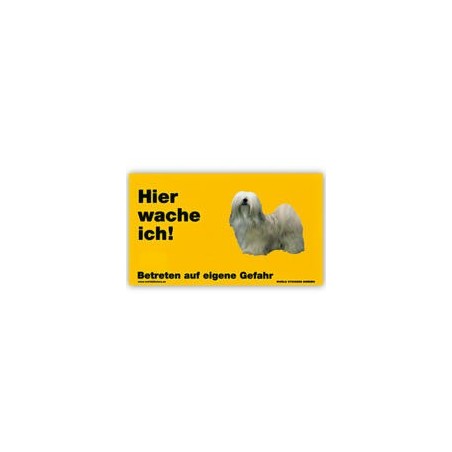 Warnschild "Hier wache ich!" Größe 17 x 10 cm, gelb