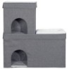 PawHut Katzenhöhle Katzenhütte, Katzenhaus mit 3 Ebenen, Katzenbett mit Kissen, Hundehaus für Katzen bis 5 kg, 74 x 37,5 x 78
