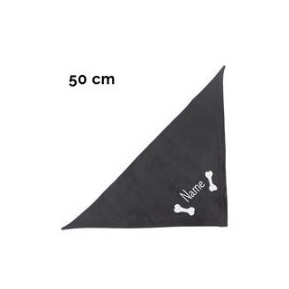 Schecker - Besticktes Halstuch 2 Knochen + Name [50cm - Schwarz]