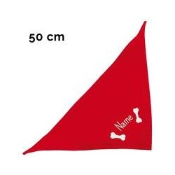 Schecker - Besticktes Halstuch 2 Knochen + Name [50cm - Rot]