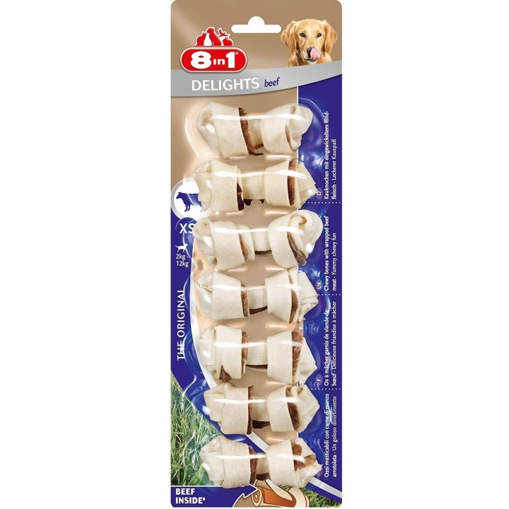 8in1 Beef Delights Kauknochen XS
