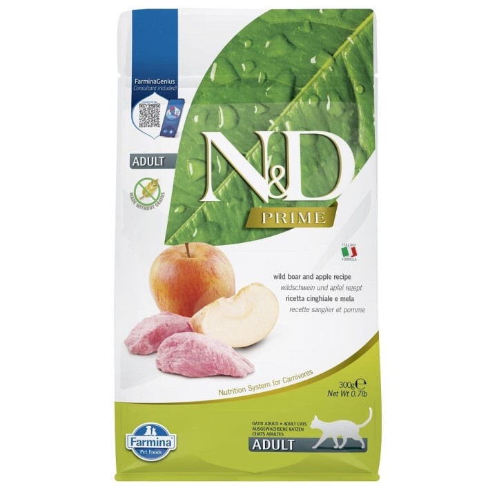 FARMINA N&amp,D Boar &amp, Apple Adult Cat 300 g