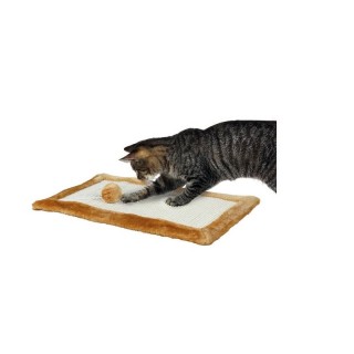 TRIXIE Kratzmatte mit Plüschrand und Maus 55 cm x 35 cm braun