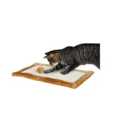 TRIXIE Kratzmatte mit Plüschrand und Maus 55 cm x 35 cm braun