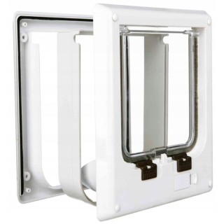 TRIXIE 4-Wege Freilauftür mit Tunnel weiss