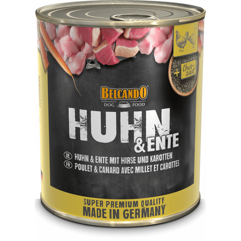 BELCANDO HUHN &amp, ENTE MIT HIRSE &amp, KAROTTEN 800 g