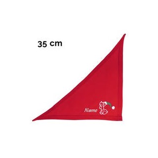 Schecker - Besticktes Weihnachts-Halstuch Weihnachtshund + Name [35cm - Rot]