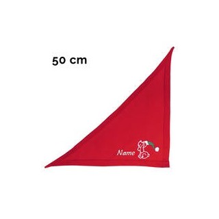 Schecker - Besticktes Weihnachts-Halstuch Weihnachtshund + Name [50cm - Rot]