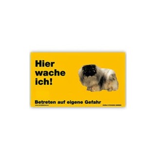 Warnschild "Hier wache ich!" Größe 17 x 10 cm, gelb