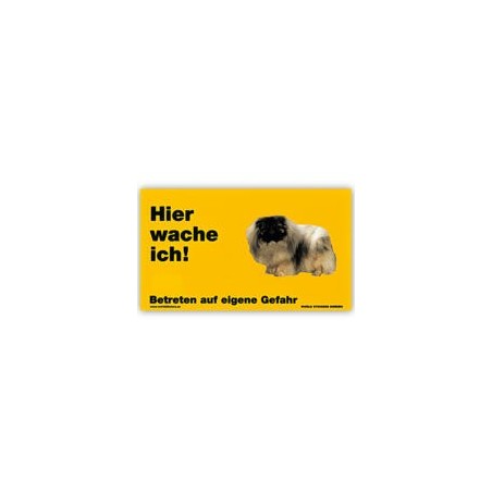 Warnschild "Hier wache ich!" Größe 17 x 10 cm, gelb