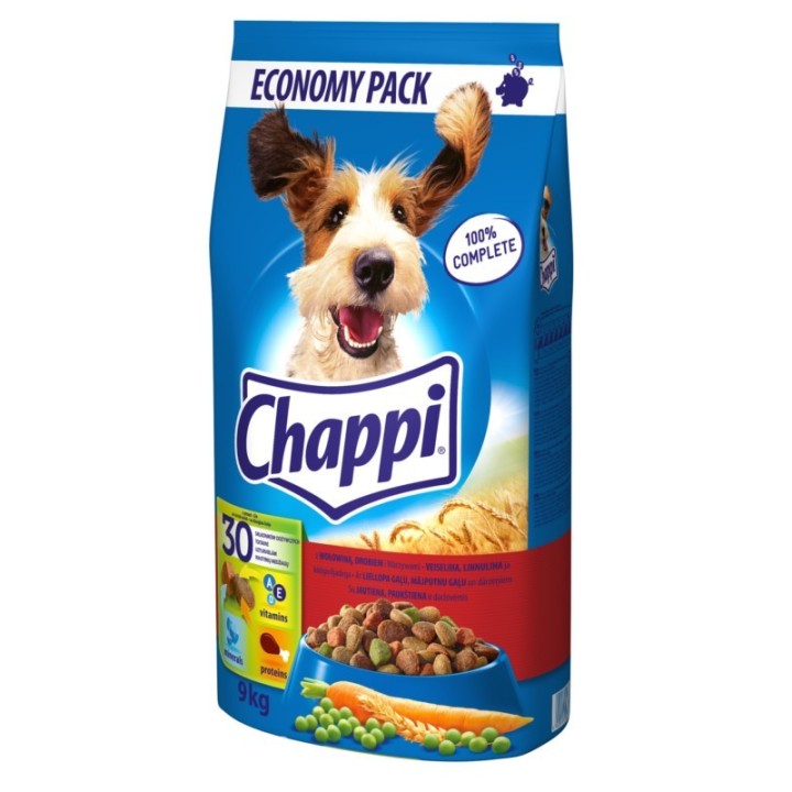 CHAPPI für Hunde mit Rindfleisch, Geflügel und Gemüse 9 kg