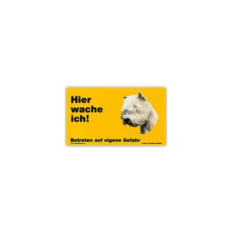 Warnschild "Hier wache ich!" Größe 17 x 10 cm, gelb