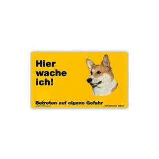 Warnschild "Hier wache ich!" Größe 17 x 10 cm, gelb