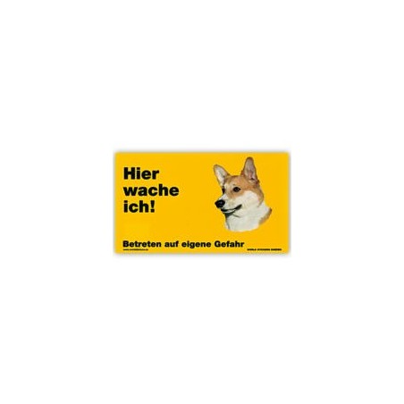 Warnschild "Hier wache ich!" Größe 17 x 10 cm, gelb