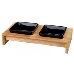 TRIXIE Napf-Set, Keramik/Holz 2 × 200 ml