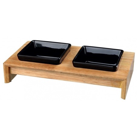 TRIXIE Napf-Set, Keramik/Holz 2 × 200 ml