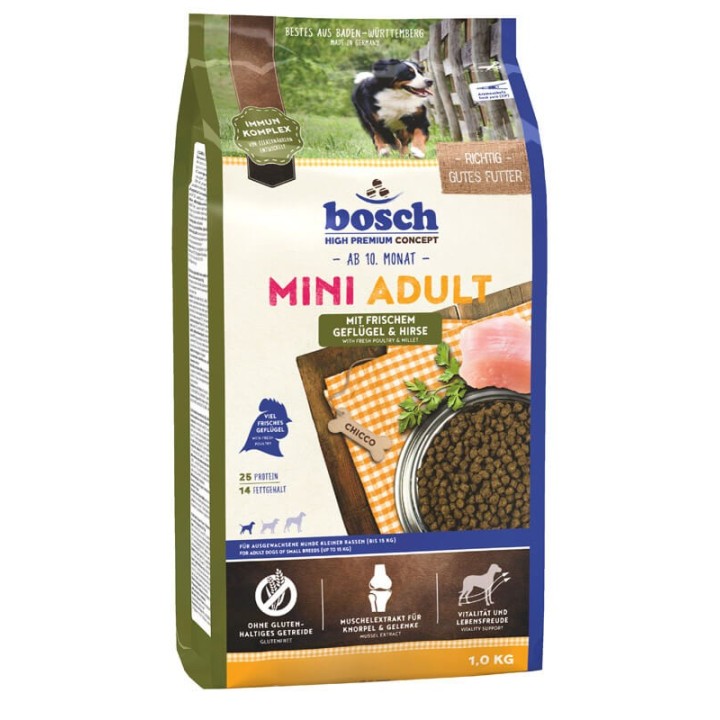 BOSCH Mini Adult mit frischem Geflügel &amp, Hirse 1 kg