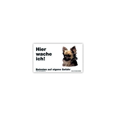 Warnschild "Hier wache ich!" Größe 17x10 cm, weiß