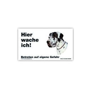 Warnschild "Hier wache ich!" Größe 17x10 cm, weiß
