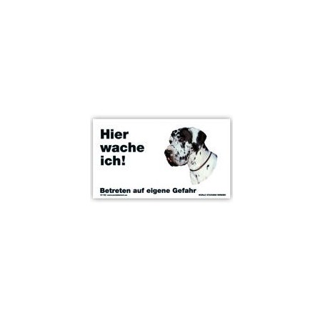 Warnschild "Hier wache ich!" Größe 17x10 cm, weiß