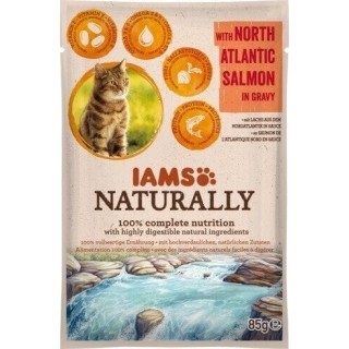 IAMS Naturally Adult Cat with North Atlantic Salmon in Gravy 85 g