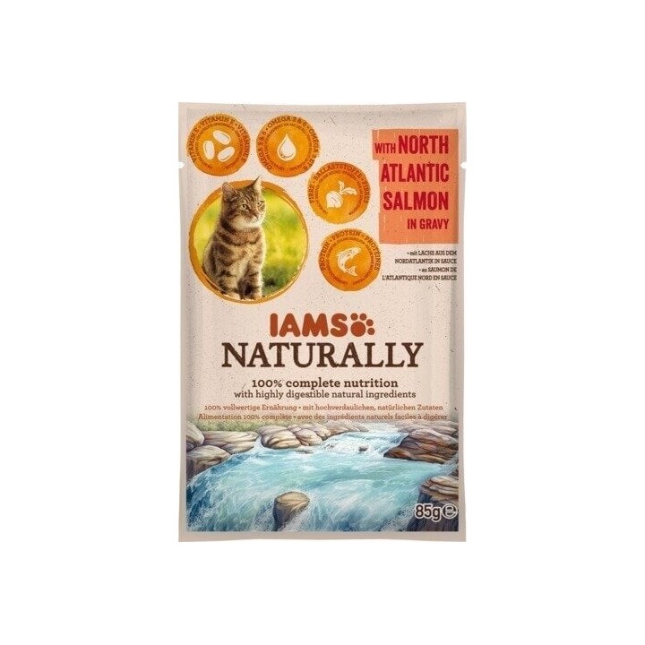 IAMS Naturally Adult Cat with North Atlantic Salmon in Gravy 85 g