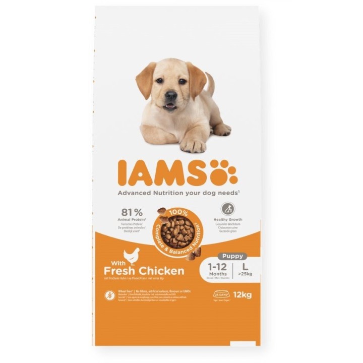 IAMS ProActive Health Puppy &amp, Junior Large Breed Chicken 12 kg