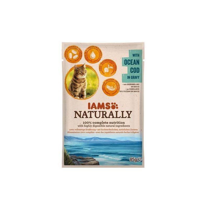 IAMS Naturally Adult Cat with Ocean Cod in Gravy 85 g